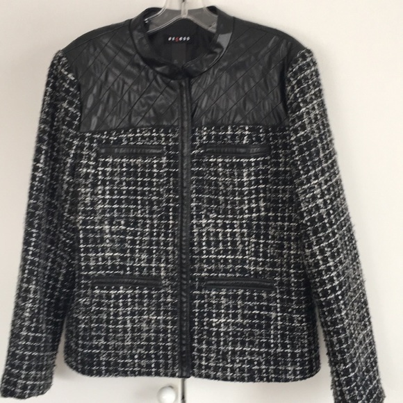 Leather-like trimmed classic jacket - Picture 1 of 7